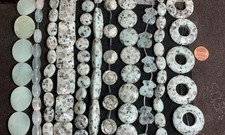 bulk sale //lot of 11 strands Kiwi sesame Jasper /mix gem beads/(n195d)