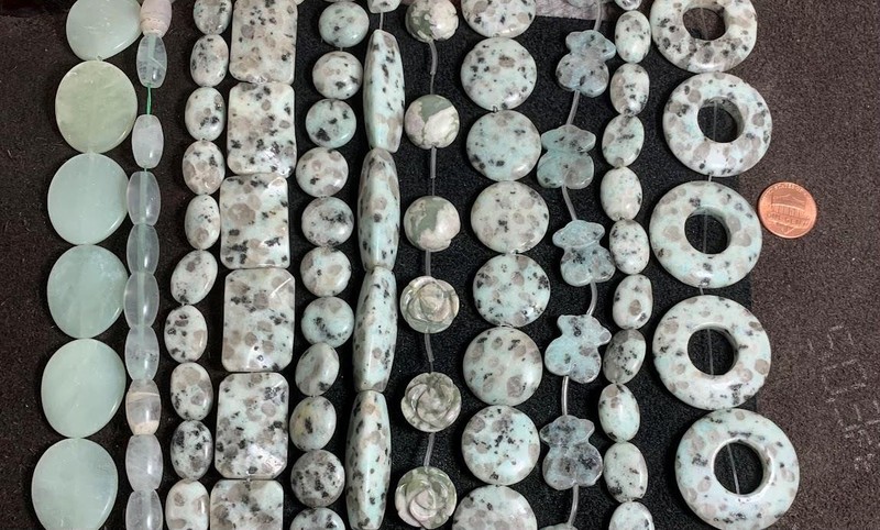bulk sale //lot of 11 strands  Kiwi sesame Jasper /mix gem beads/(n195d)