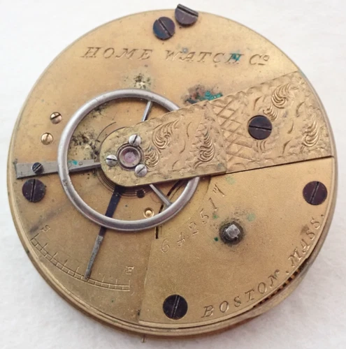 ANTIQUE 18s WALTHAM HOME WATCH CO MODEL 1857 KEY WIND POCKET WATCH MOVEMENT