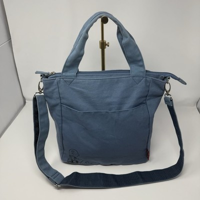 Peanuts Blue Charlie Brown Snoopy Canvas Two Way Satchel Crossbody EUC Y2K