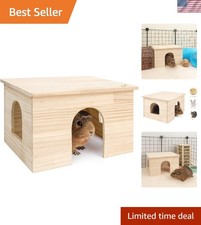Elegant Timber Wood House for Guinea Pigs  Chinchillas - 11.7x9.3 inches