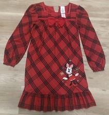 Vintage Disney Store Minnie Mouse Holiday Dress Girls 7/8 Red Plaid