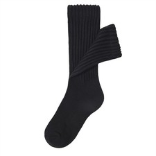 American Trends Scrunch Crew Socks for Women Retro Slouchy One Size, Black