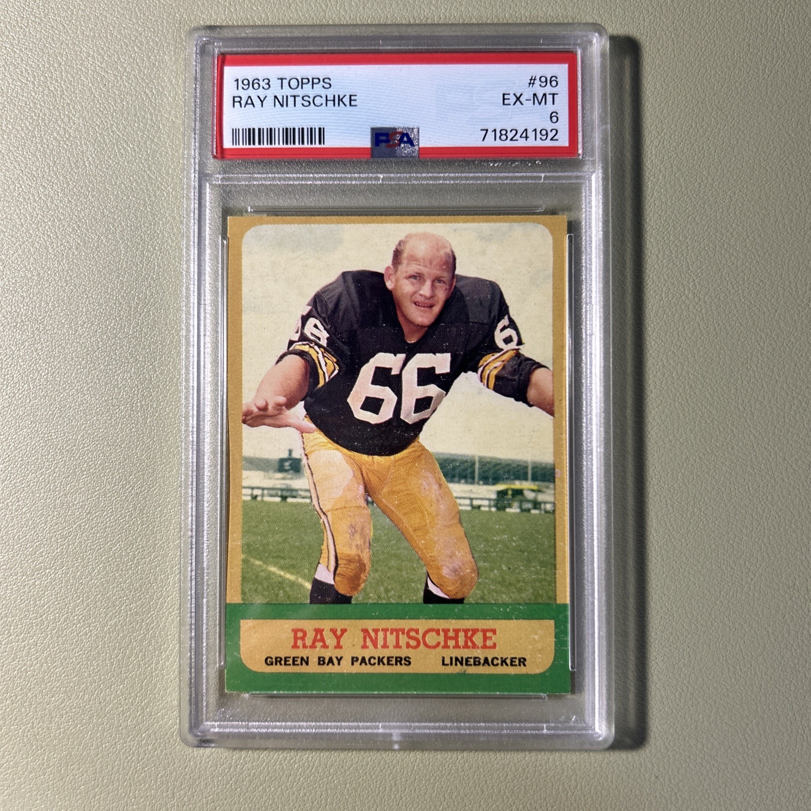 1963 Topps Ray Nitschke RC #96 PSA 6 EX-MT Rookie HOF Green Bay Packers
