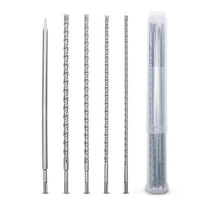 5PCS 3/8 to 5/8 inch (10-16mm) SDS Plus Rotary Hammer Drill Bits and Chisel S...