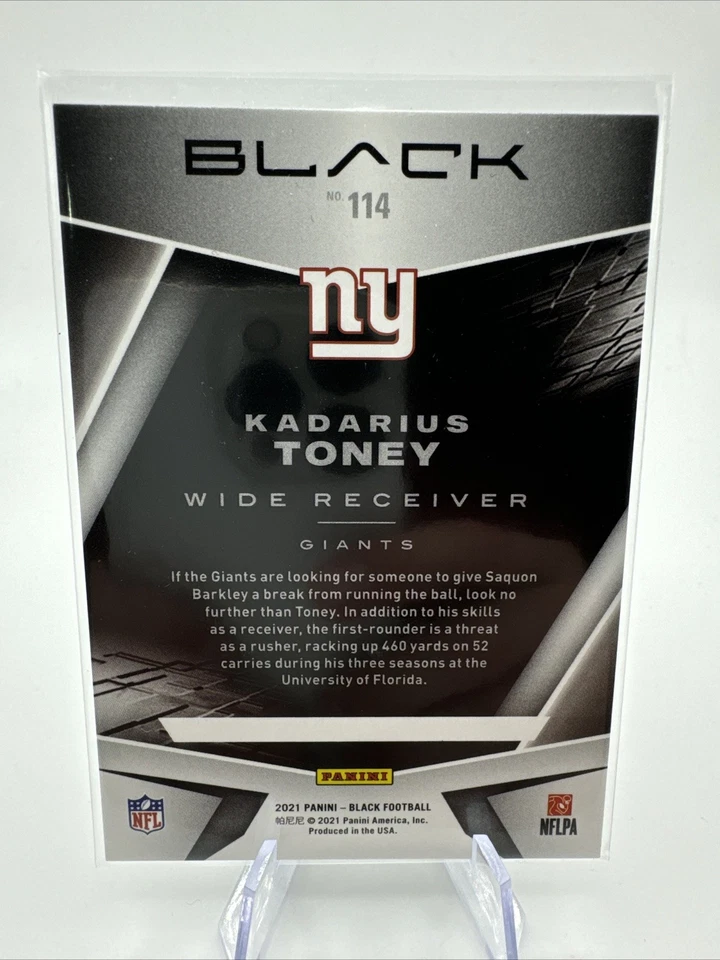 2021 Panini Black Kadarius Toney Rookie RC #114 Giants Kansas City Chiefs - Image 2 of 2