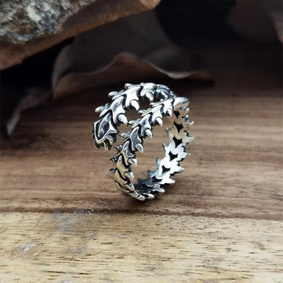 Vintage Gothic Keel Spine Rings for Women Men Antique Silver Hyperbole Centipede
