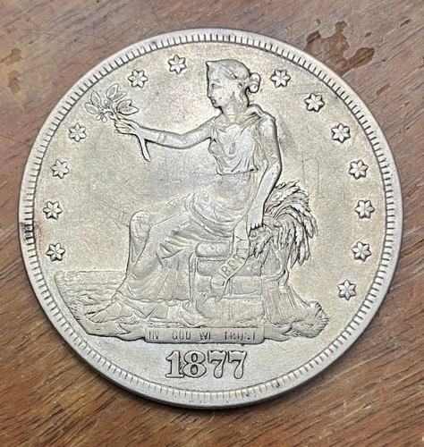 1877 P Trade Dollar, F-VF, Early Silver, $1