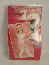 New Angelina Girl's White Pantyhose StyleM026, Size M 4-6 Nylon