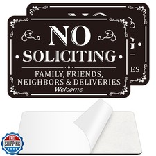 No Soliciting Sign for Front Door, 2 Pack Self-adhesive No Soliciting Sign ...