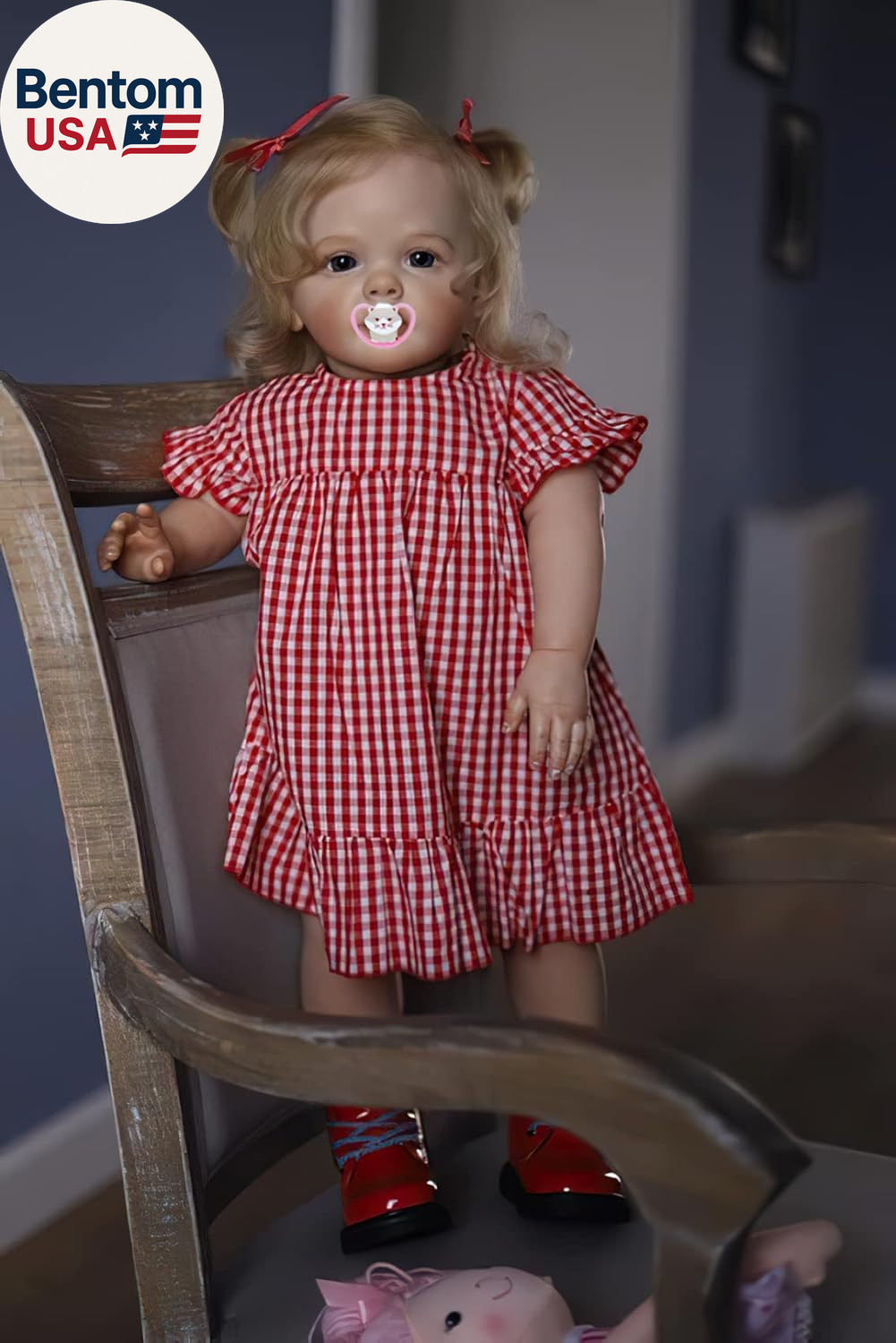 24 Inches 60CM Sweet Face Real Baby Size Rooted Blond Curly 