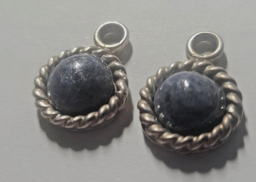 Mexico Sterling Silver Rope Framed Sodalite Earring Charm