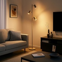 Stehleuchte Stehlampe Wohnzimmerlampe Spots Verstellbar Sandfarben 3 Flammig