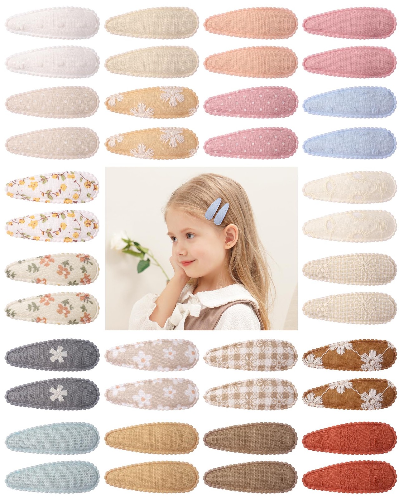 40Pcs Toddler Hair Clips Hair Barrettes Baby Girls Hair Bows Clips Floral Pri...