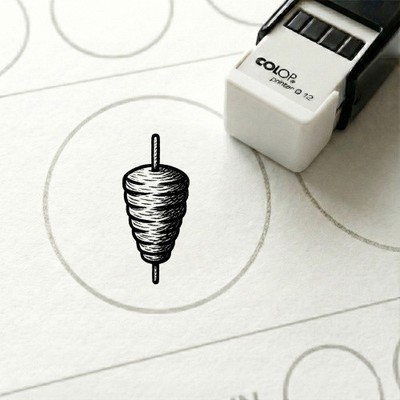 Bonusstempel Döner Kebab Dönerspieß 10x10 mm   Bonuskartenstempel für Dönerladen