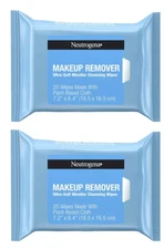 2 Pack Neutrogena Makeup Remover Ultra-Soft Cleansing Towelettes 25 Count EACH
