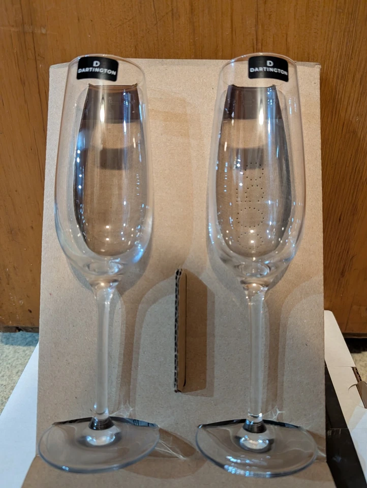 Juego de 2 flautas de champán de cristal DARTINGTON Wine Master NUEVO EN CAJA Foto 2 de 4