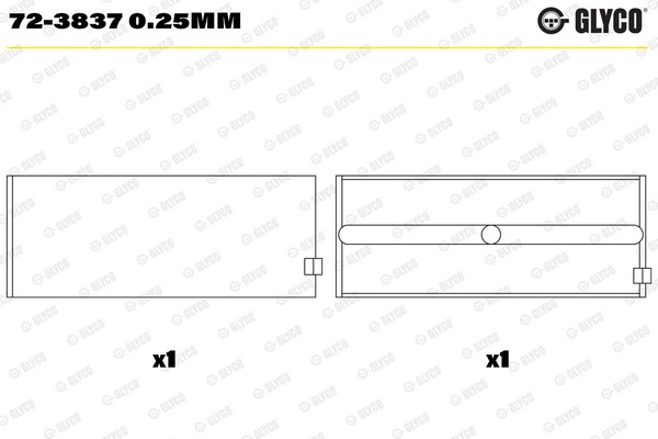 Neu - Glyco 72-38370.25Mm Kurbelwellenlager-image