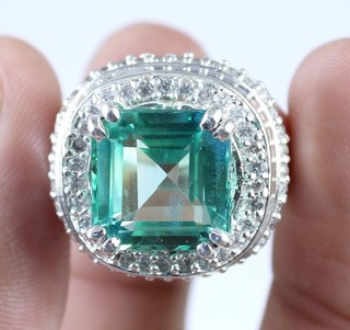 Natural Bi Color Parti Sapphire 11.86 Ct Octagon Gemstone Certified Men's Ring