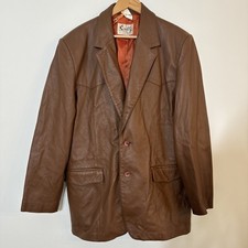 Men's SCULLY Vintage Brown Leather Blazer Jacket Western - 46 flaws