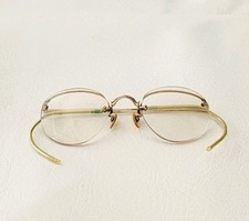 Antique American Optical Company 12k Gold Filled Wire Semi-Rimmed Eyeglasses
