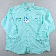 Columbia Shirt Mens Extra Large XL Aqua Bahama II Omni Shade Nylon PFG Fishing