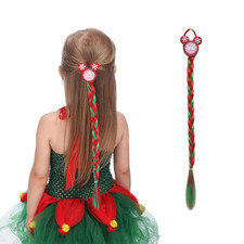 Ponytail Extension Braid Hairpiece with Elastic Tie 15.7 Inch Red Green