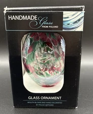 Zorza Blown and Hand Decorated Glass Christmas Ornament Poland