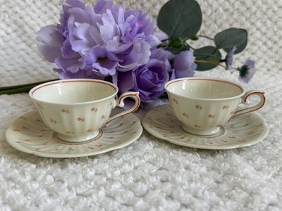 Set Of 2Vintage Weimar Porzellan Gertrud Demitasse Cup&Saucer Red Floral Germany