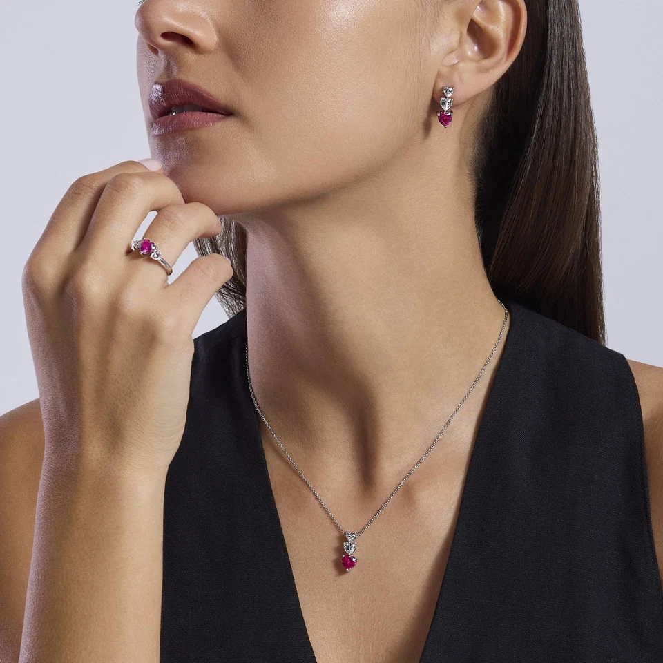 Orecchini da donna MABINA Gioielli argento con Rubino Sintetico e Zirconi 563847 - Immagine 3 di 3