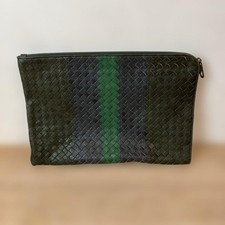 Pochette uomo Bottega Veneta pelle verde intrecciata autentica ottima