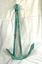 ANTIQUE GREAT PATINA! HEAVY IRON NAUTICAL SHIP BOAT ANCHOR  W FOLDING POST. 35lb