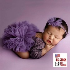 Newborn Photography Outfits Girl Baby Photography Props Lace Romper with Purple