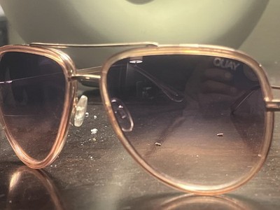Quay Aviator Sunglasses All In 111 Clear Frames Gradient Brown Lenses Unisex