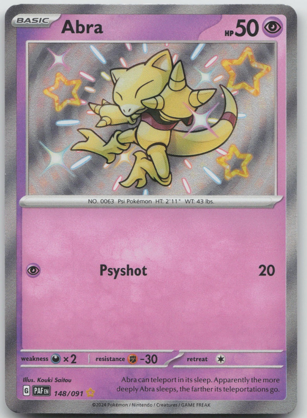 Abra Holo Shiny Rare SV: Paldean Fates 148/091