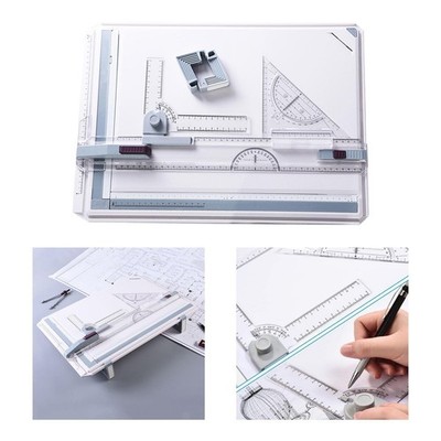 A3 57x37cm Drawing Board Sketch Drafting Table Measuring System Tools Set