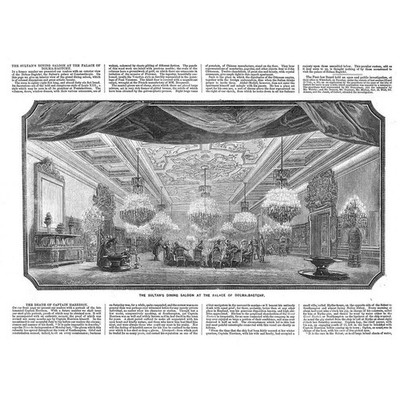 TÜRKEI Sultans Speisesalon im Dolmabahçe-Palast - antiker Druck 1860