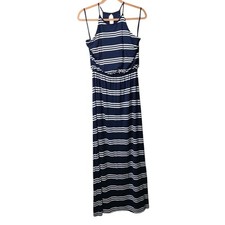Ann Taylor LOFT Blue and White Striped Maxi Dress