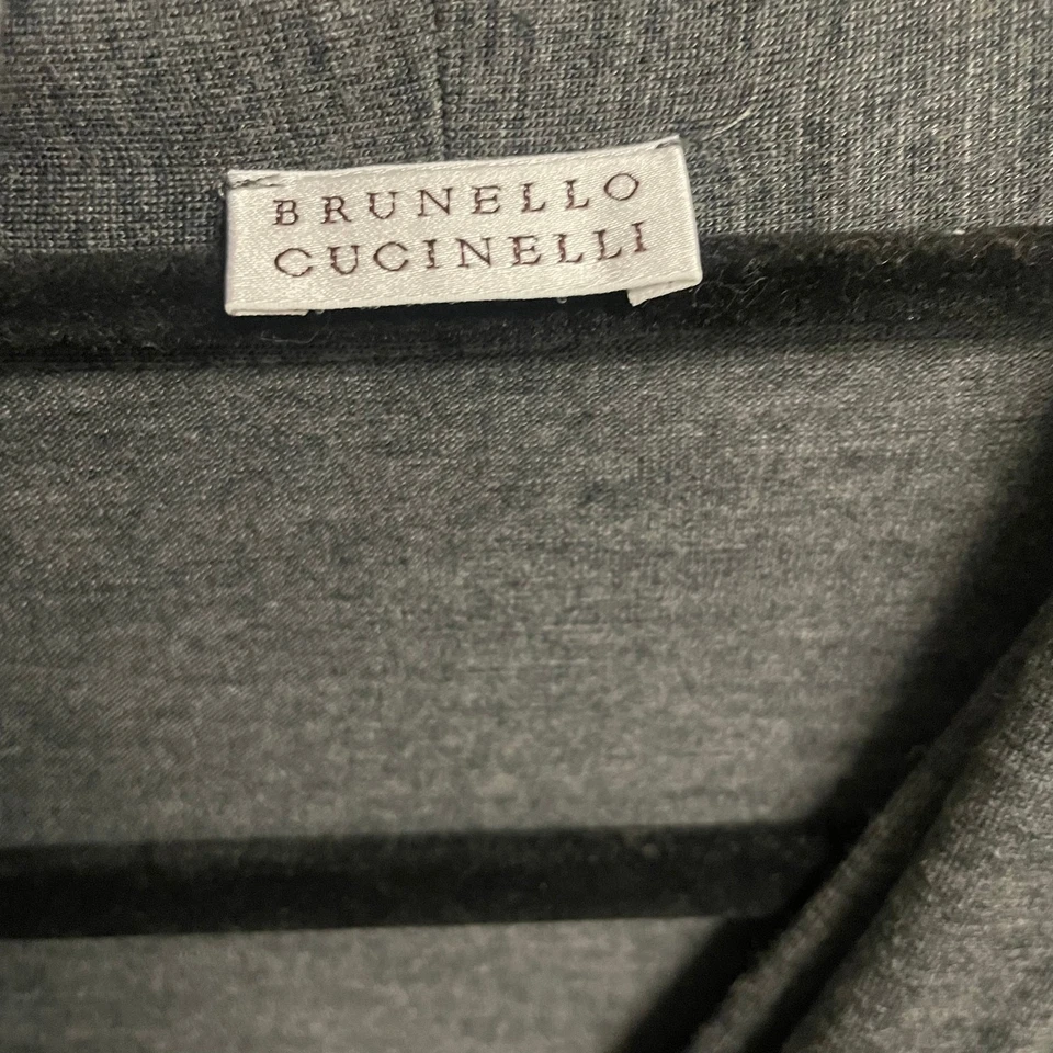 Vestido Brunello Cucinelli Mezcla de Lana Cuello en V Reunido en Capas Gris Oscuro Talla Pequeña Foto 4 de 4