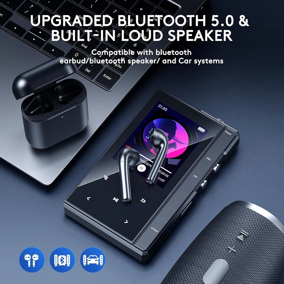 32GB Reproductor De MP3 Con Bluetooth 5.0, Phinistec Reproductor De Música Con H - Imagen 4 de 4