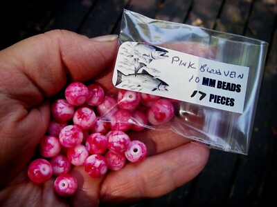 Fishing Premium Trout/Salmon/Steelhead Beads 10mm 17ct  pink vein sinking