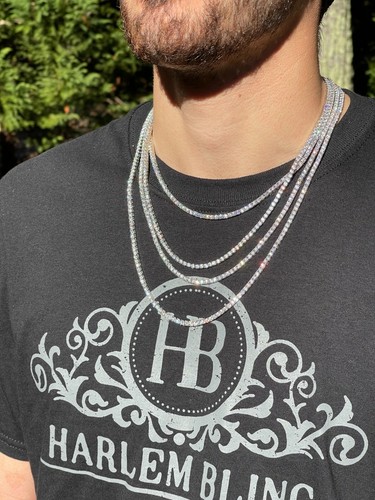 REAL 3mm MOISSANITE Silver Tennis Chain Necklace - VVS D Color - Passes Tester - Picture 2 of 13