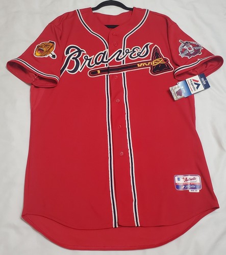 AUTHENTIC MAJESTIC 48 XL ATLANTA BRAVES CHIPPER JONES COOL BASE 6300 USA Jersey - Picture 4 of 8