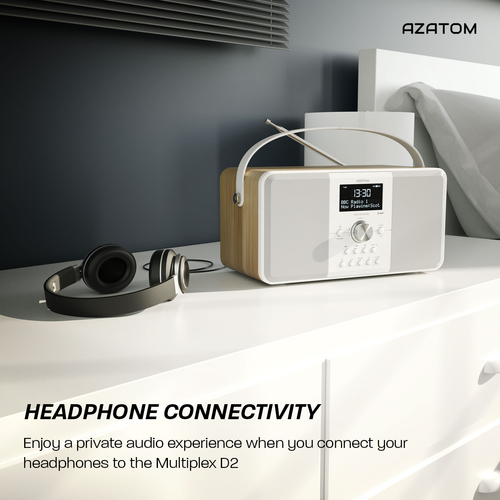 Radio Reloj Azatom DAB + FM Altavoz Alarma Portátil Bluetooth Multiplex Blanco - Imagen 6 de 7