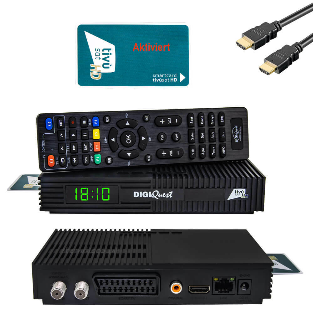 Tivusat HD Receiver mit Karte aktiviert ✅ DigiQuest Ti9 SAT DECODER Tivu ON RAI