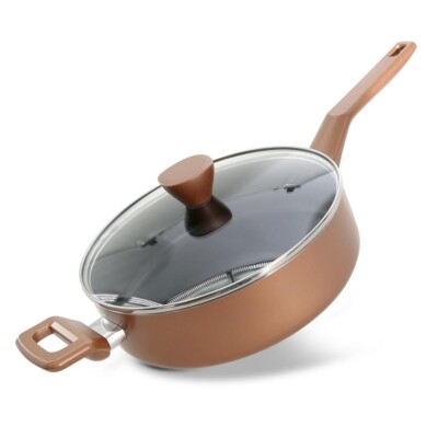 NutriChef Sautepan Pot w/ Lid Non-Stick PFOA Free 3QT & 350°F Works w/ NCCWA13BR