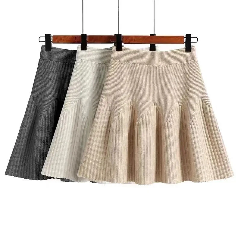 Autumn and Winter Fashion Jacquard Knitted Skirt All-match Solid Skirt Short
