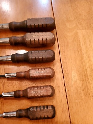Mac Tools Vintage Mixed Screw Drivers Wooden Handles Lot Of 6 | eBay