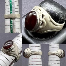 Natural Red Carnelian Yemeni Agate Old Islamic Solid Sliver Ring