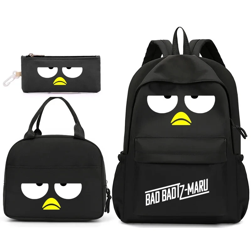 Badtz Maru 3-Piece Backpack Set with Lunch Bag for School and Travel